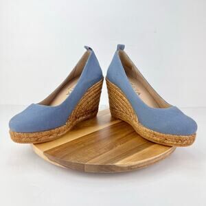 Viscata Roses Organic Canvas Light Denim Espadrille Women’s Wedges EU 37/6.5